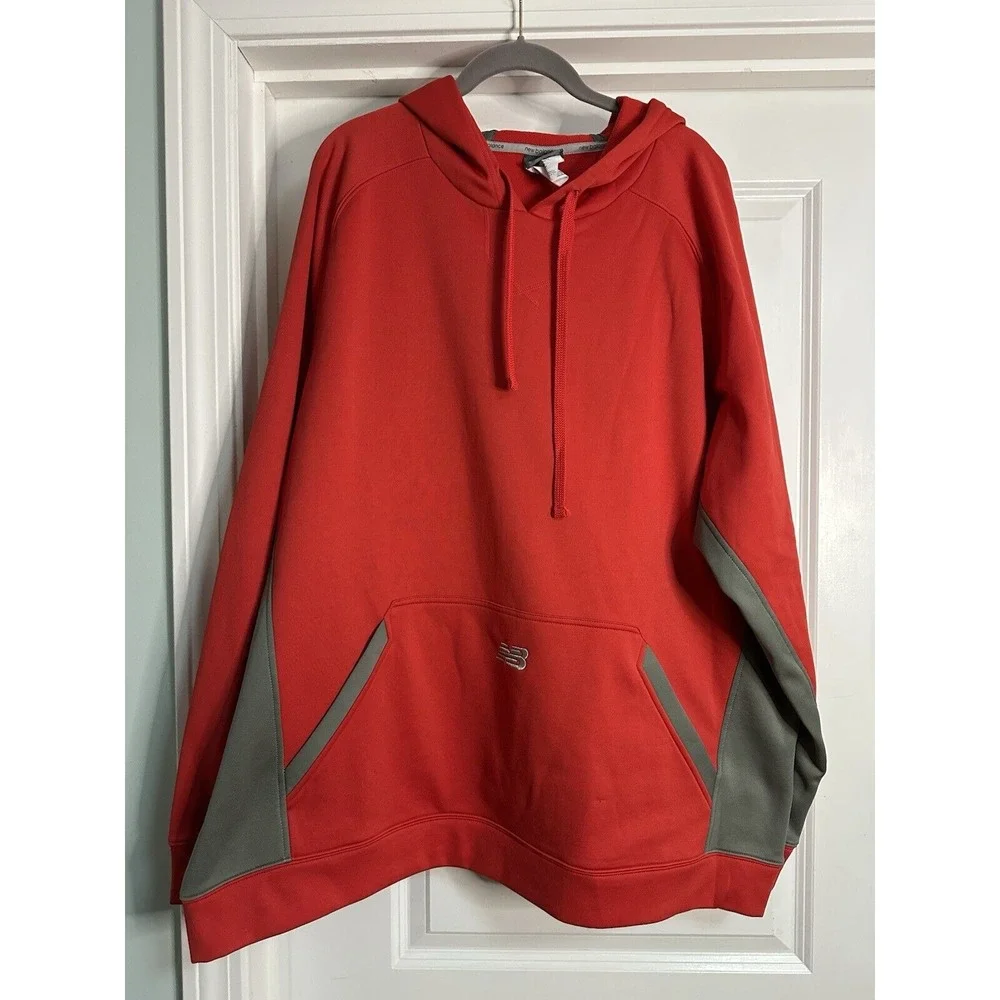 New Balance, Men's Baseball Hoodie/Sweatshirt,‎ Red & Gray, Size 2XL
